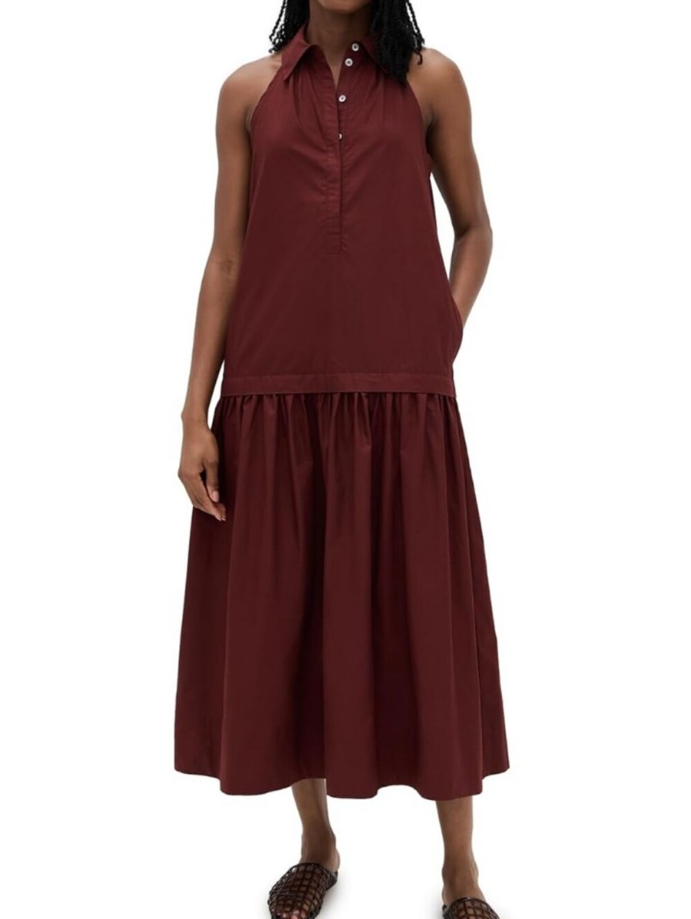 A.L.C. Sleeveless Halter Maxi Dress - Burgundy